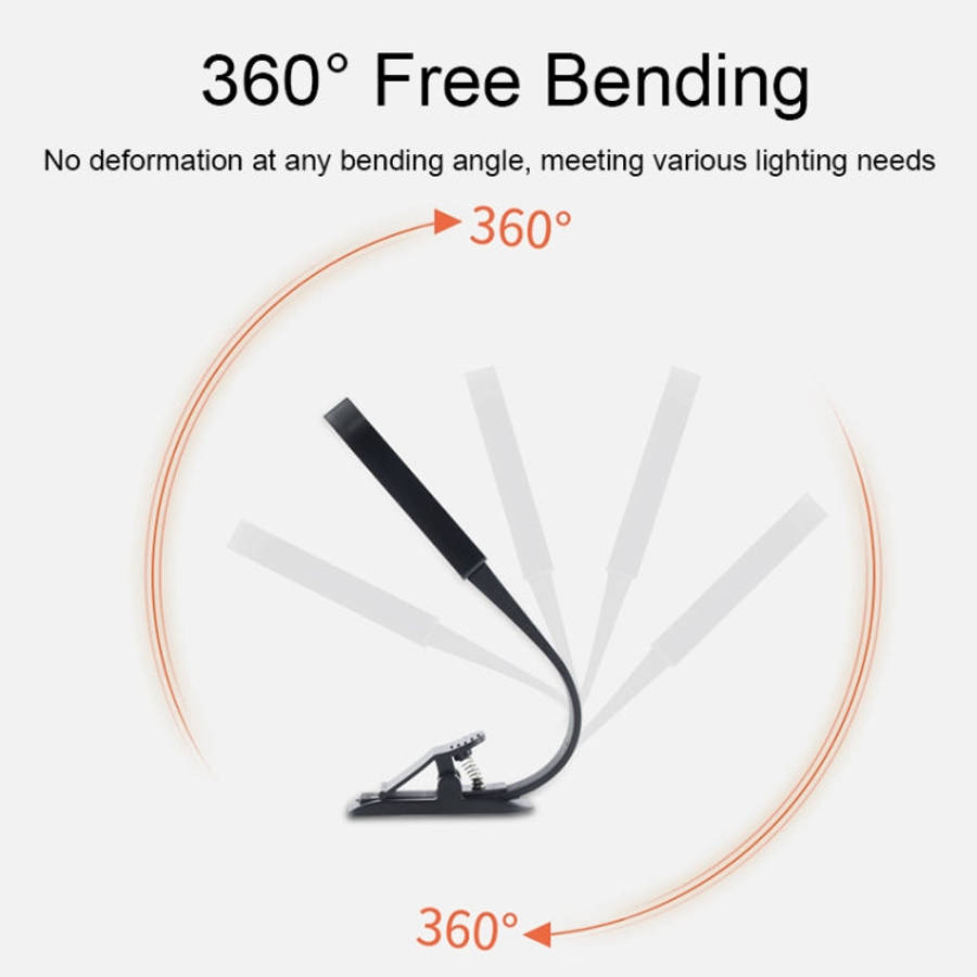 USB Charging Stepless Dimming LED Clip Light Dormitory Bedside Magnetic Reading Lamp(Black)