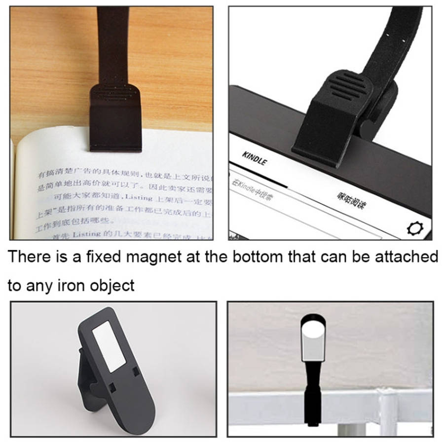 USB Charging Stepless Dimming LED Clip Light Dormitory Bedside Magnetic Reading Lamp(Black)