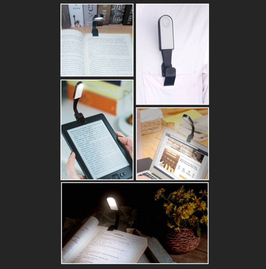 USB Charging Stepless Dimming LED Clip Light Dormitory Bedside Magnetic Reading Lamp(Black)