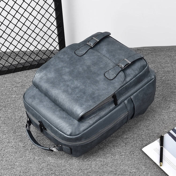 WEIXIER B677 Large Capacity Waterproof Business Backpack with USB Charging Hole(Gray Blue)