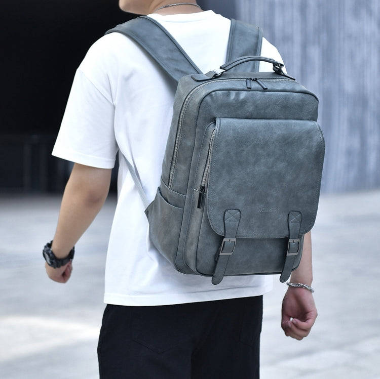 WEIXIER B677 Large Capacity Waterproof Business Backpack with USB Charging Hole(Gray Blue)