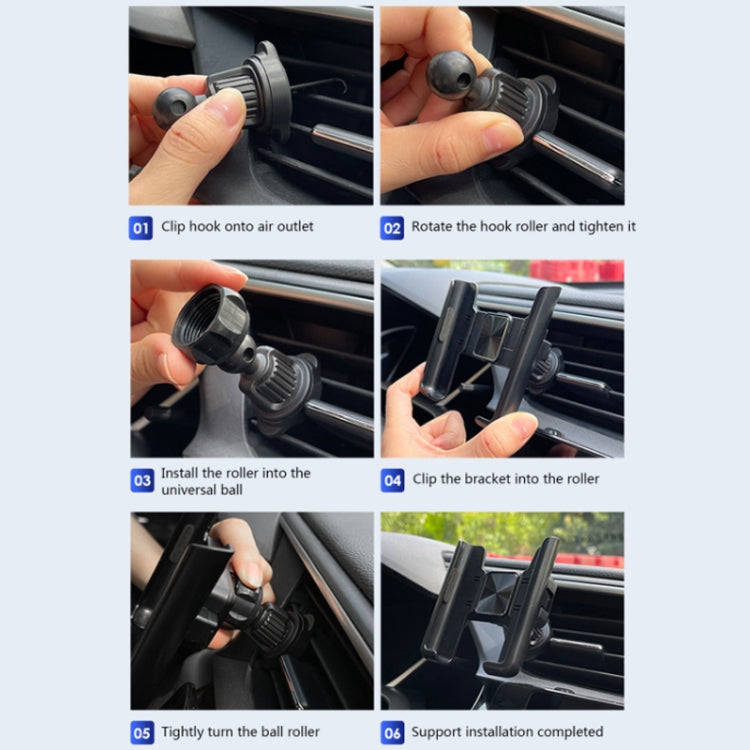 Car Air Outlet Rotatable Snap-on Base Mobile Phone Navigation Bracket(Silver)