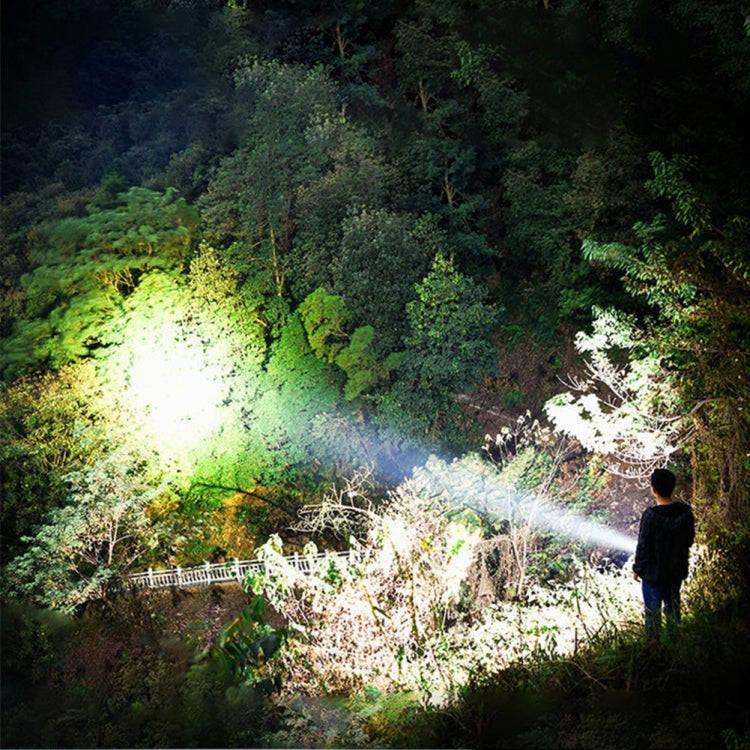 Strong Light Flashlight USB Rechargeable LED Super Bright Long-range Outdoor Lighting(Black)