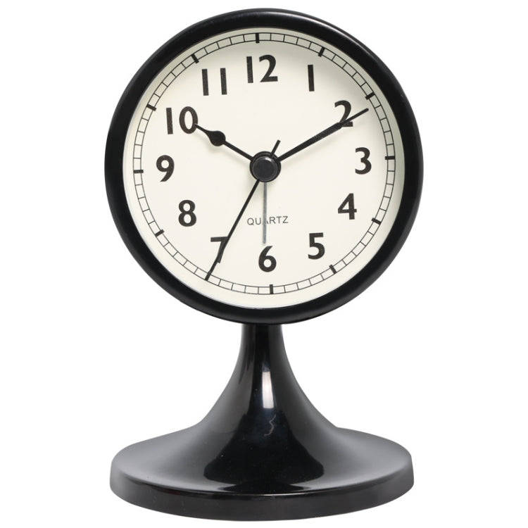 Metal Retro Silent Table Alarm Clock Student Bedside Clock With Night Light(Black)