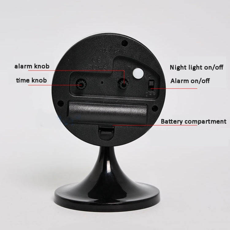 Metal Retro Silent Table Alarm Clock Student Bedside Clock With Night Light(Black)