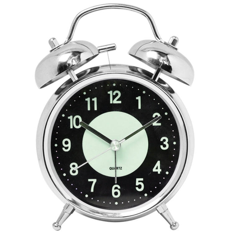 4.5 Inch Electroplated Metal Ring Bell Alarm Clock Quartz Clock With Night Light ?, Style: Lumino...