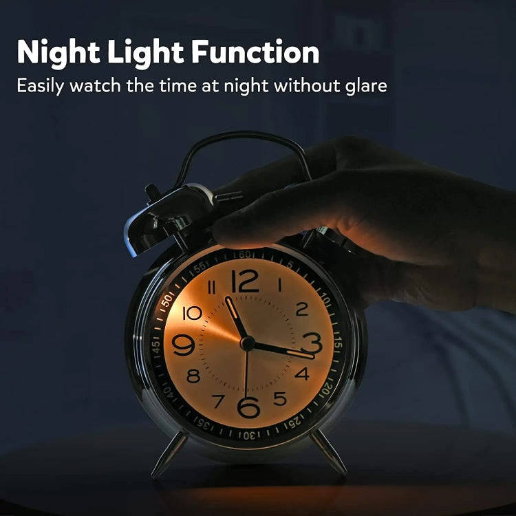 4.5 Inch Electroplated Metal Ring Bell Alarm Clock Quartz Clock With Night Light ?, Style: Red Co...