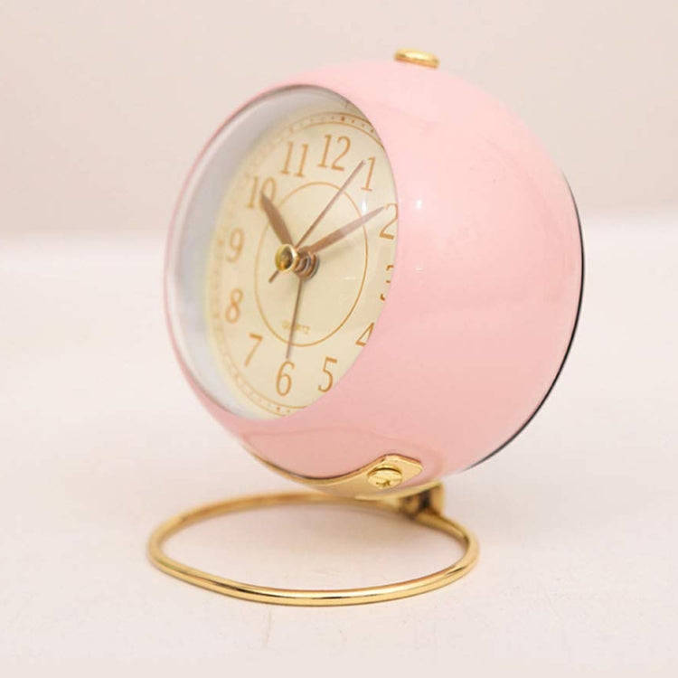 Round Metal Clock Silent Children Electronic Alarm Clock with Light(Purple)
