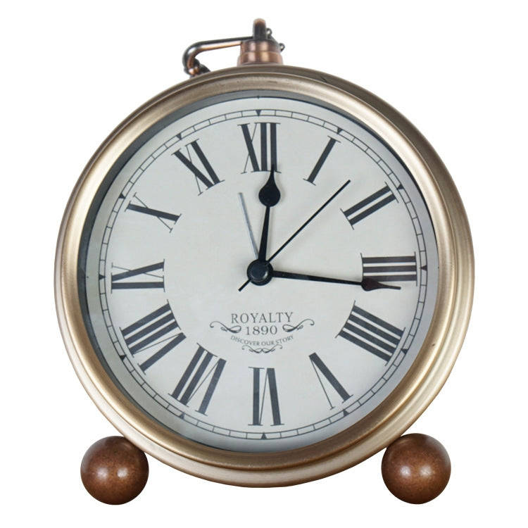 Retro Iron Alarm Clock Simple Desktop Quartz Clock, Style: Roman Number