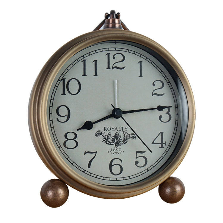 Retro Iron Alarm Clock Simple Desktop Quartz Clock, Style: Arab Number