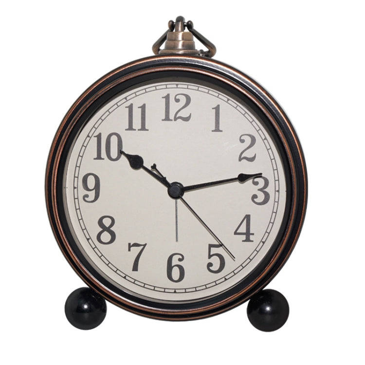 Retro Iron Alarm Clock Simple Desktop Quartz Clock, Style: Black