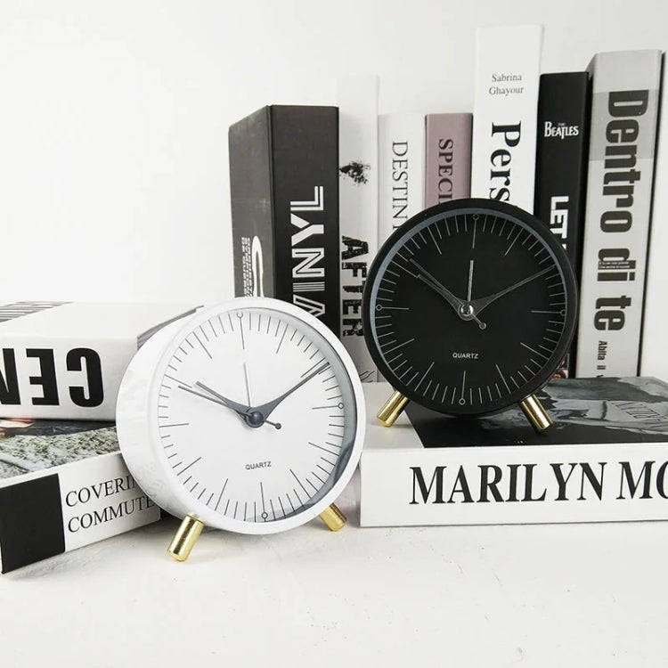 Metal Quartz Alarm Clock Simple Silent Desktop Round Pointer Living Room Clock(Green)