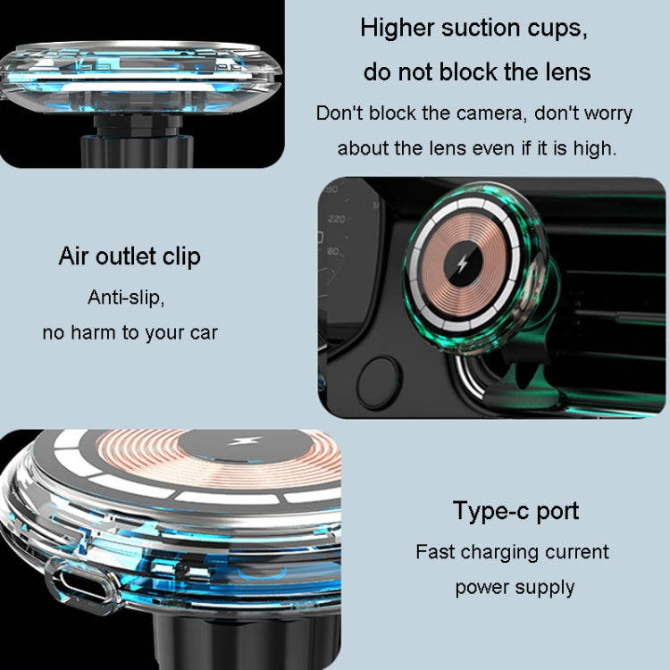 For iPhone Magsafe Magnetic Car Wireless Charger Phone Holder Light Emitting Wireless Charger, St...