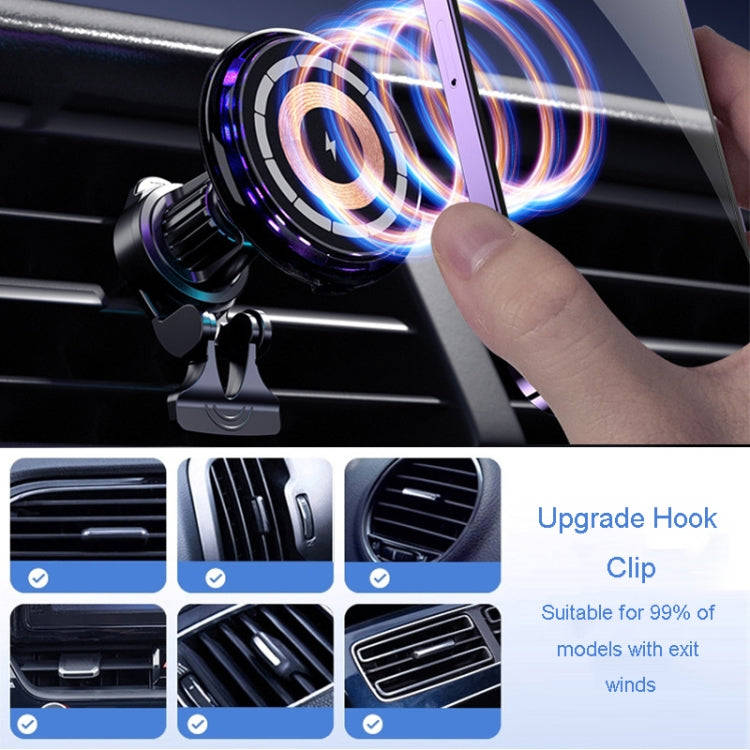 For iPhone Magsafe Magnetic Car Wireless Charger Phone Holder Light Emitting Wireless Charger, St...