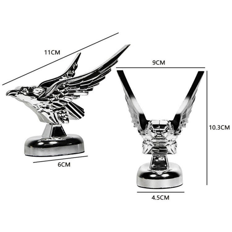 Car Hood Decoration 3D Spread Wings Flying Eagle Modification Universal Car Emblem(Silver)