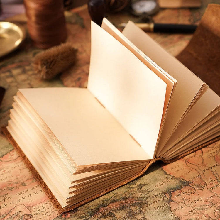 Genuine Leather Retro Notebook Diary Thickened Sketchbook Notepad(Carved Brown)