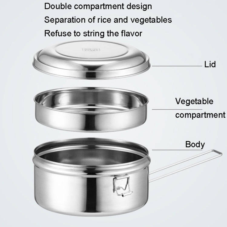 16cm Double Layer 304 Stainless Steel Round Lunch Box