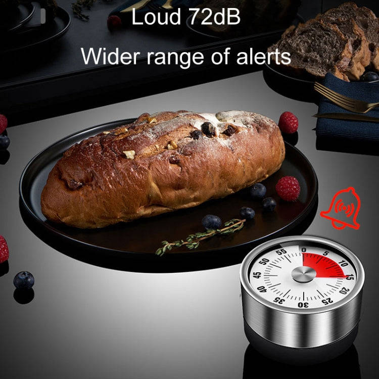 Kitchen Stainless Steel Mechanical Timer Student Time Management Reminder Baking Alarm Clock(Black)
