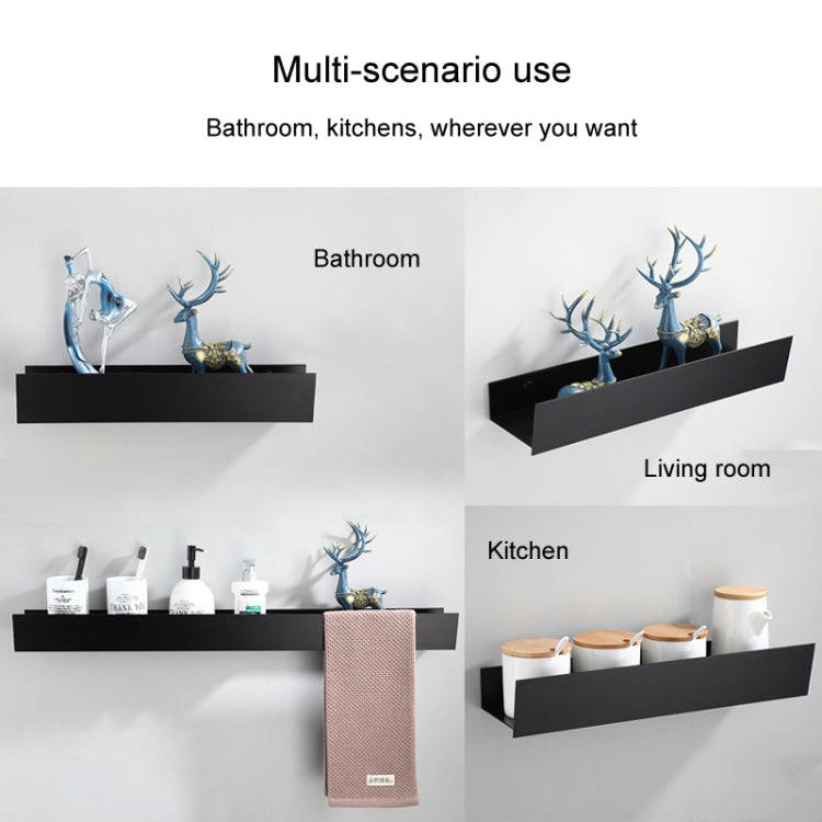 No-Punch Bathroom Shelf Washstand Convenient Storage Rack, Specification: 50cm Black Paint