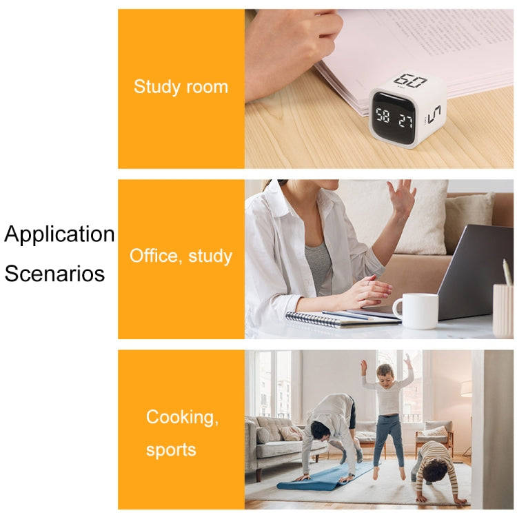 F4 Study Timer Kitchen Cooking Countdown Reminder Multifunctional Digital Alarm Clock(Black)