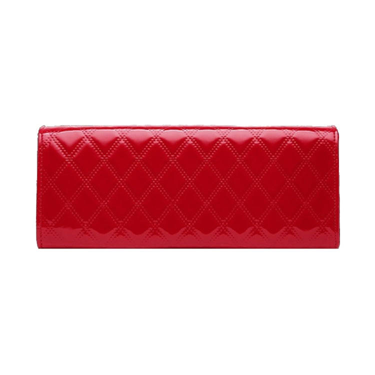 Large capacity PU Leather Diamond Pattern Ladies Handbag with Hanging Ornaments(Red)