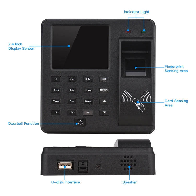 M10 Smart ID Card Recognition Fingerprint Access Control All-in-one Attendance Machine(English Ve...