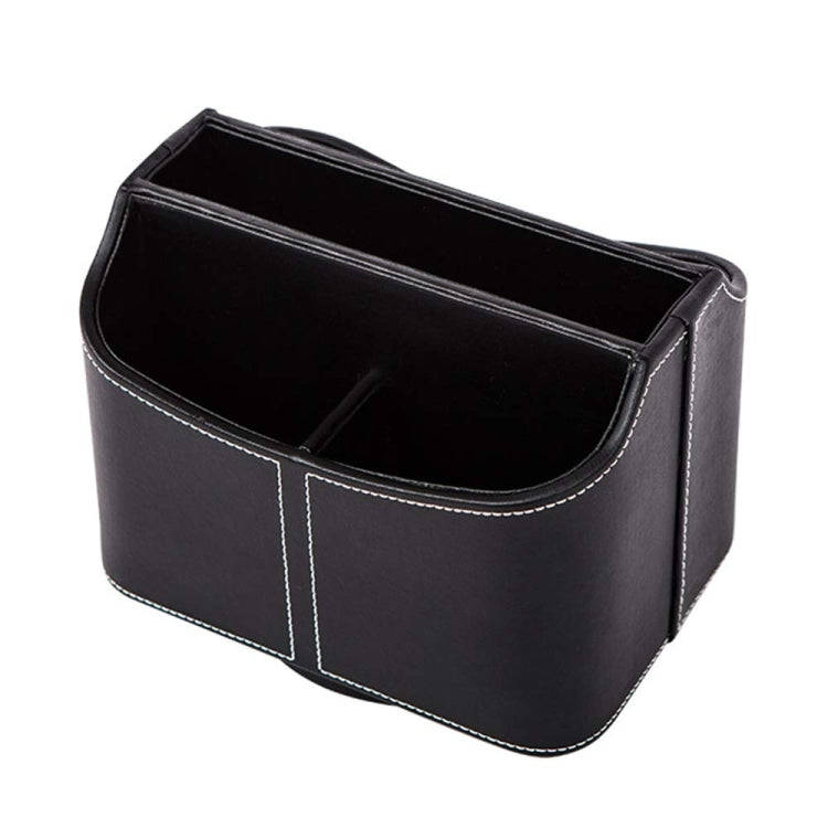 360 Degrees Rotating Desk Organizer Storage Box PU Leather Remote Control Holder, Style: Antique ...