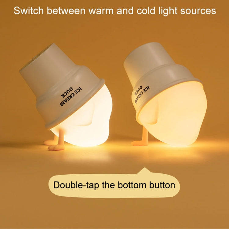 Ice Cream Duck Cartoon Night Light Bedroom USB Charging Ambient Lamp(Yellow And White)