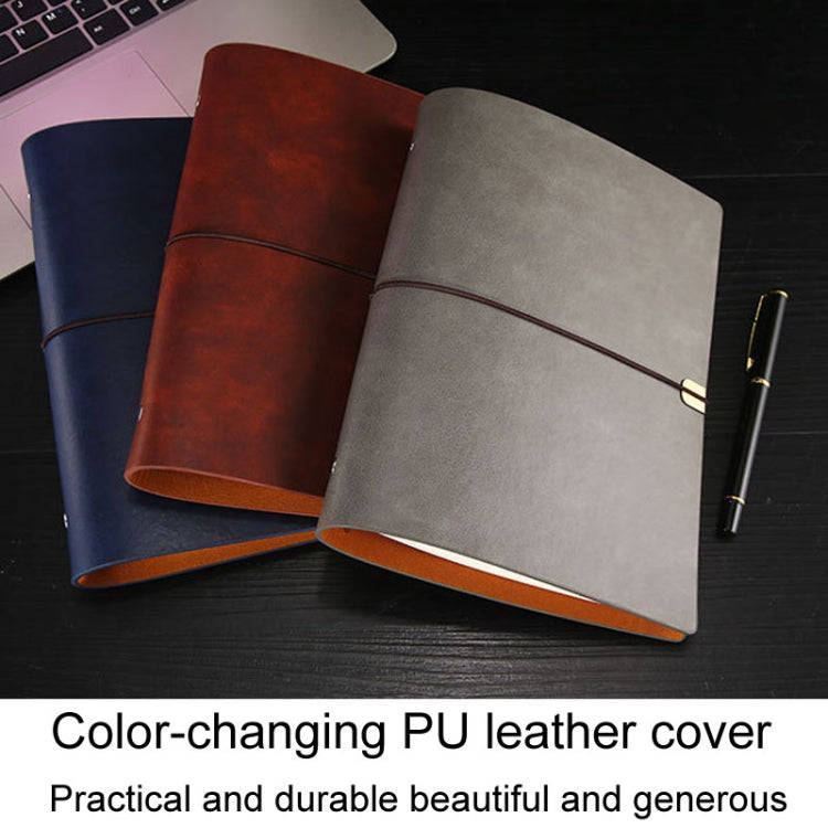 A6 Business Office Loose Leaf Notes Student Conference Diary Recording Notebooks(Red Brown)