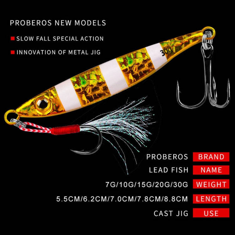 PROBEROS LF126 Long Casting Lead Fish Bait Freshwater Sea Fishing Fish Lures Sequins, Weight: 10g...