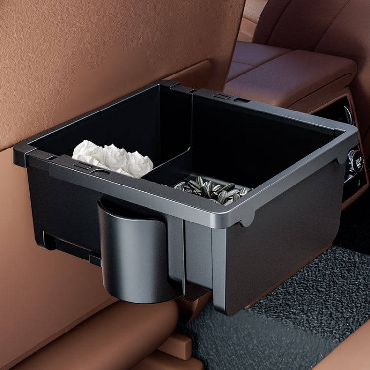 Car Seat Armrest Storage Box Adjustable Tissue Box(Black)
