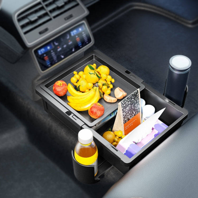 Car Seat Armrest Storage Box Adjustable Tissue Box(Black)