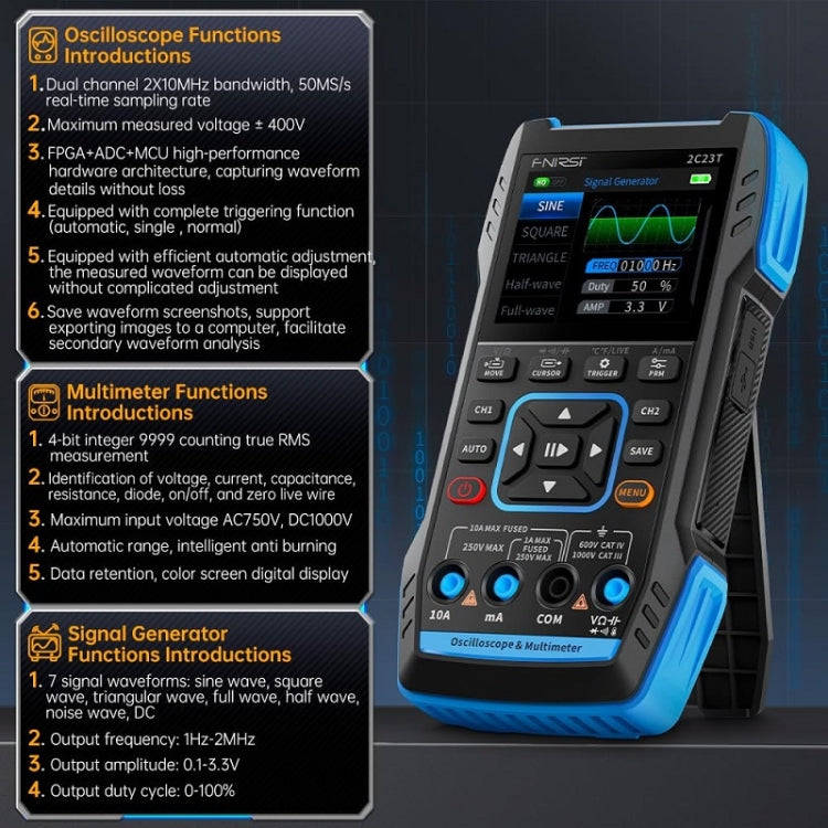 FNIRSI 3 In 1 Handheld Digital Oscilloscope Dual-Channel Multimeter, Specification: Upgrade