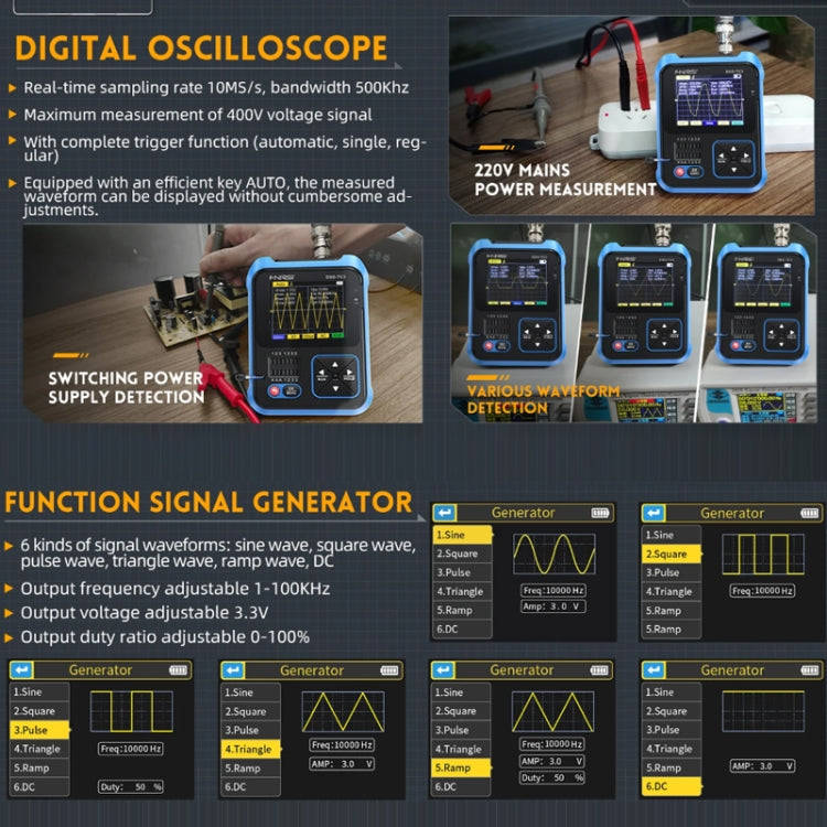 FNIRSI 3 In 1 Handheld Digital Oscilloscope LCR Transistor Tester, Specification: Upgrade