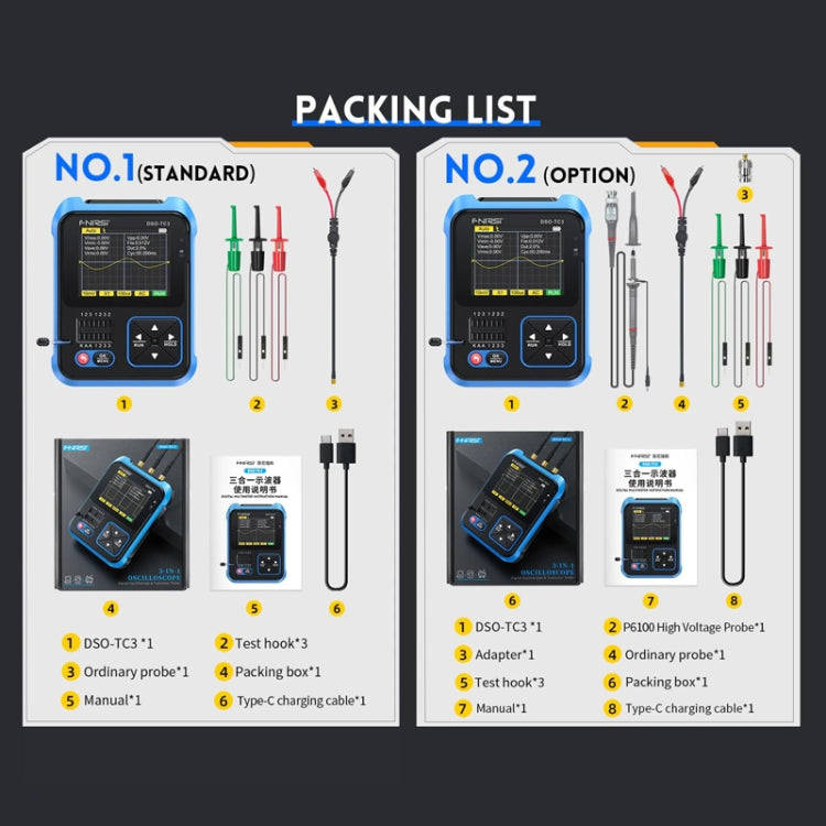 FNIRSI 3 In 1 Handheld Digital Oscilloscope LCR Transistor Tester, Specification: Upgrade