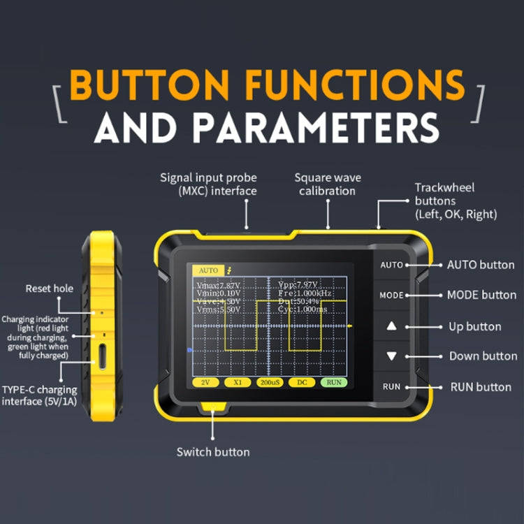 FNIRSI Handheld Small Digital Oscilloscope For Maintenance, Specification: Upgrade