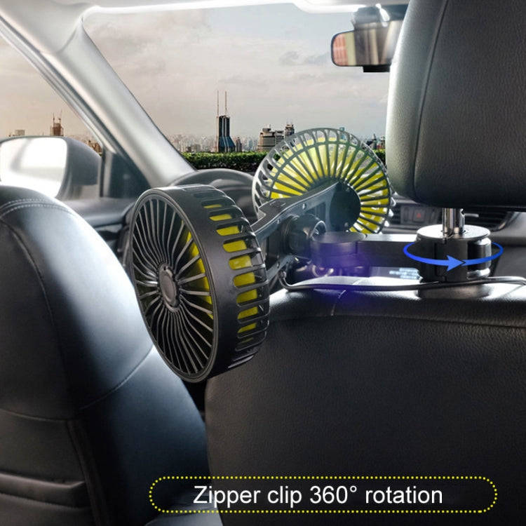 SUITU F4208 Car Cooling Fan Vehicle Rear Seatback USB Dual-Head Electrical Fan(Yellow And Black)