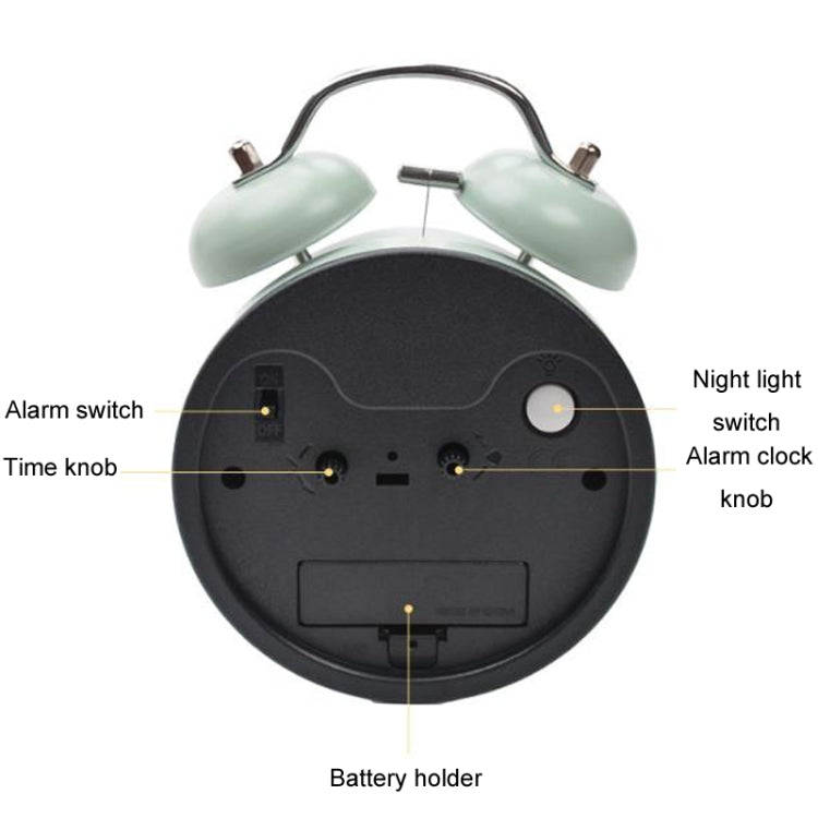 4 inch Early Learning Dual Ring Round Alarm Clock Student Bedside Metal Alarm Bell(Blue)