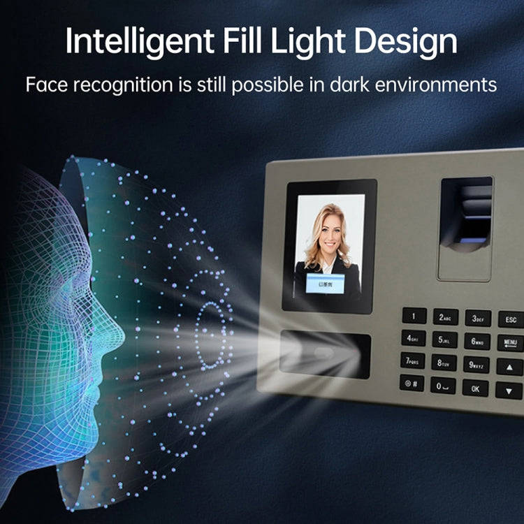 FA03 Intelligent Voice Prompt Face Recognition Fingerprint Attendance Machine(English with UK Plug)