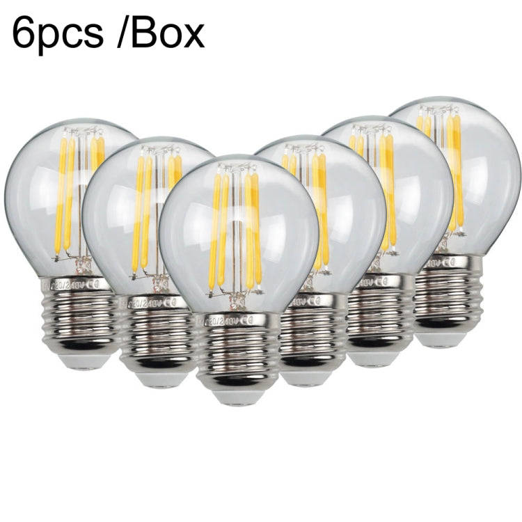 6pcs /Box G45 Bulb LED Lamp Fixture Illuminator Vintage Filament Lights, Style: Transparent Large...