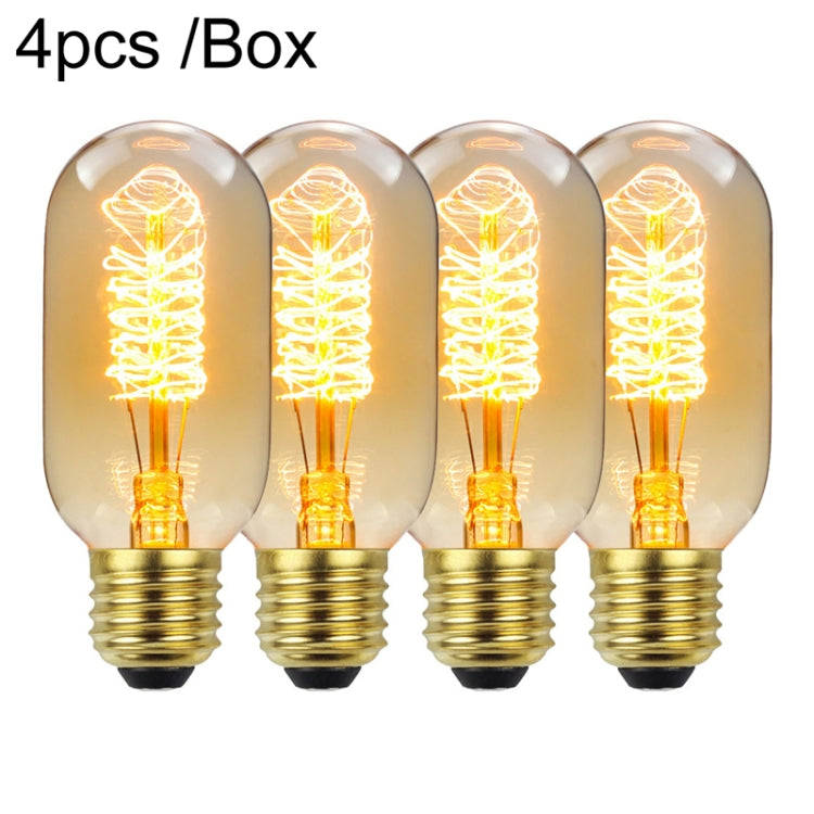 4pcs /Box T45 LED Lamp Fixture Illuminator Vintage Lights, Power: 220V 40W(Spiral Gold)