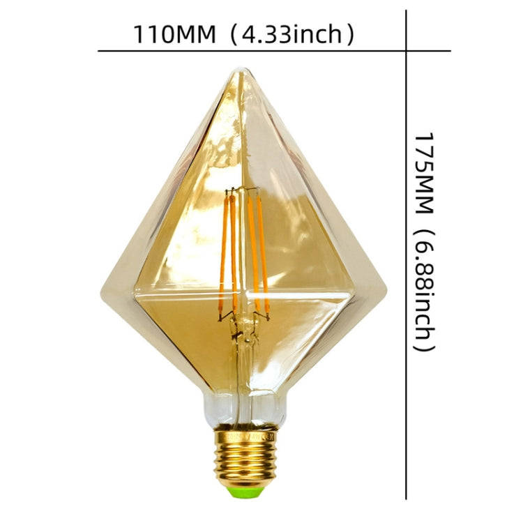 E27 Screw Port LED Vintage Light Shaped Decorative Illumination Bulb, Style: Diamond Gold(220V 4W...
