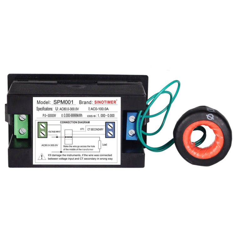 SINOTIMER SPM001 AC LED Digital Voltmeter Frequency Factors Meter Power Monitor, Specification: A...