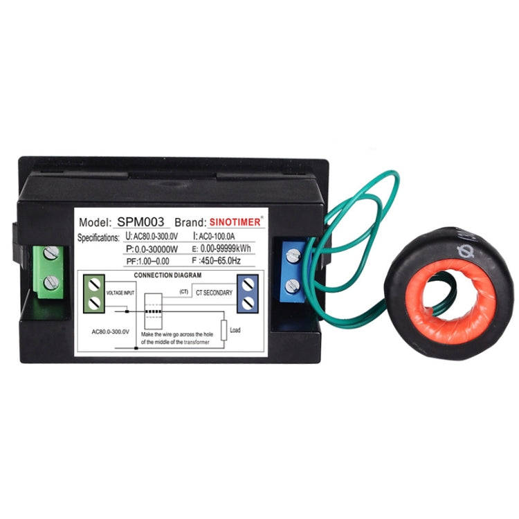 SINOTIMER SPM003 AC LED Digital Voltmeter Frequency Factors Meter Power Monitor, Specification: A...