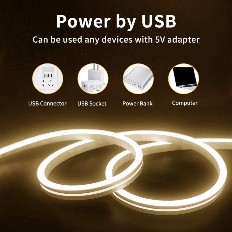 LIXINCORDA 2m 5V USB Touch Control LED Light Strip Flexible Neon Silicone Soft Strip(Warm White)