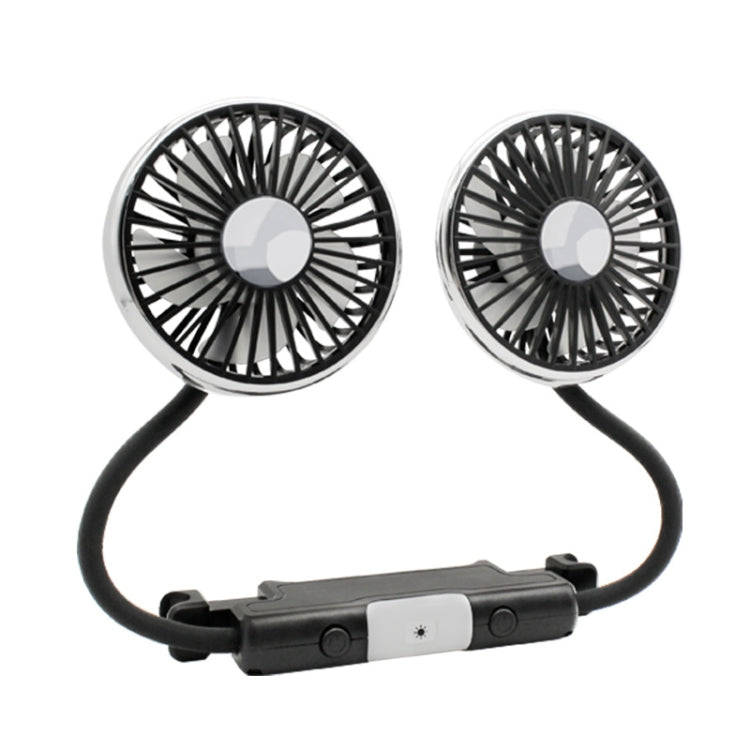 Car Double-head Hose Seat Fan with Light(Black)