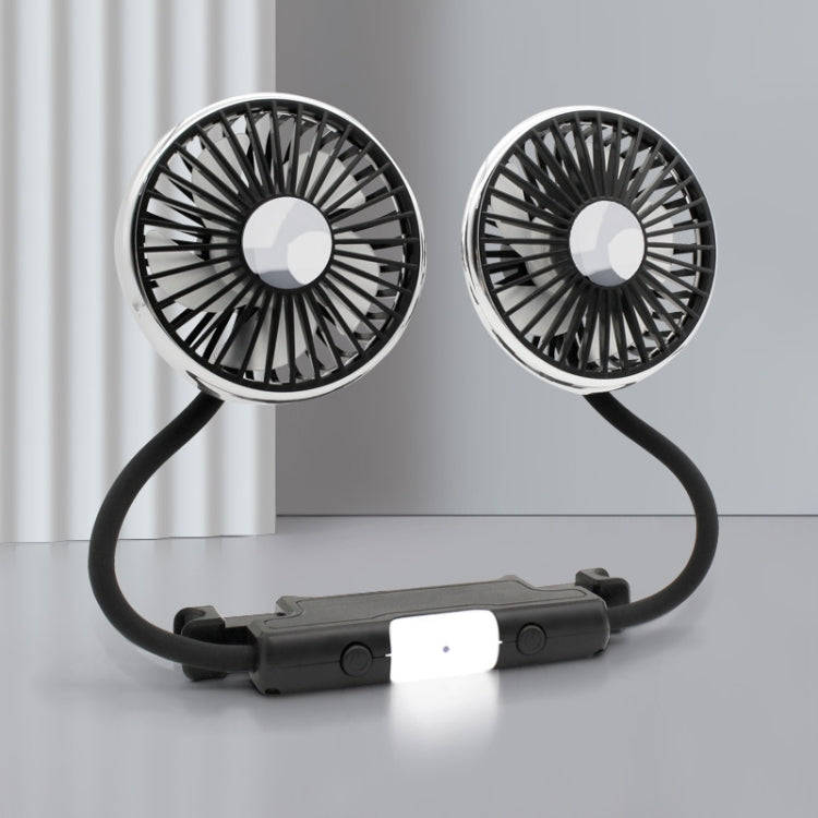 Car Double-head Hose Seat Fan with Light(Black)