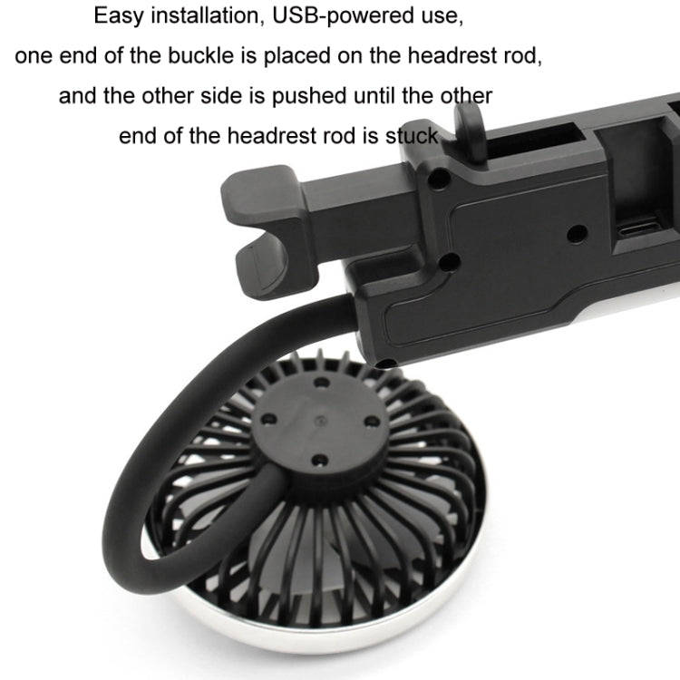 Car Double-head Hose Seat Fan with Light(Black)