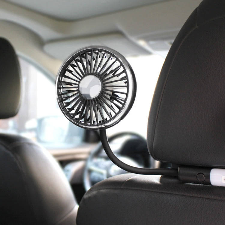 Car Double-head Hose Seat Fan with Light(Black)