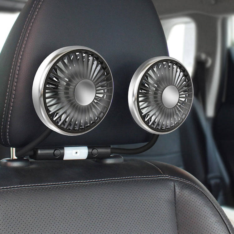 Car Double-head Hose Seat Fan with Light(Black)